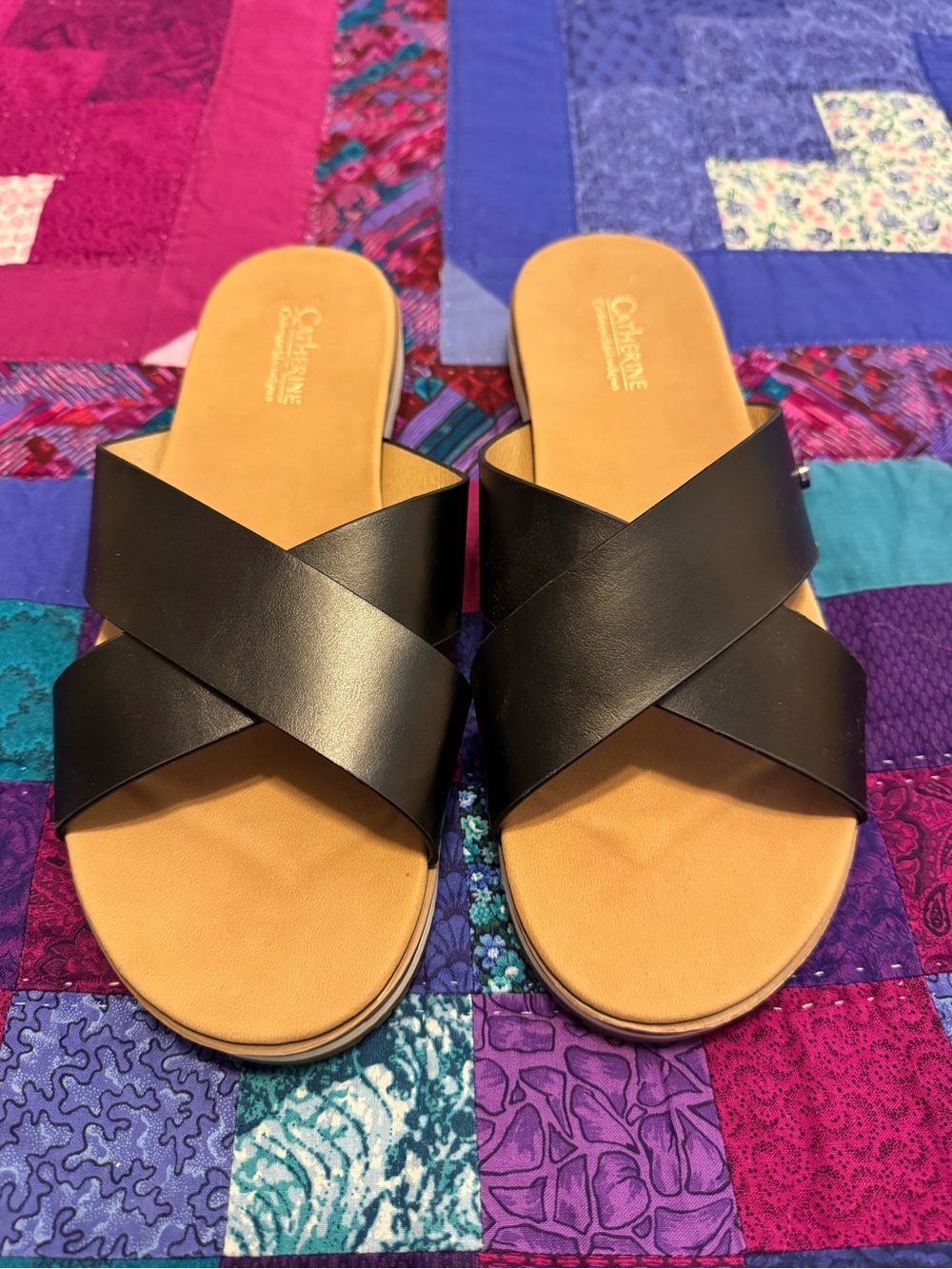 Women’s Black Crisscross Slide Sandals